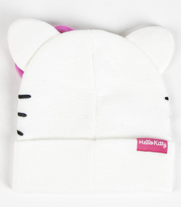 HELLO KITTY CHILDREN'S WINTER HAT WHITE WITH PINK BOW Cerda