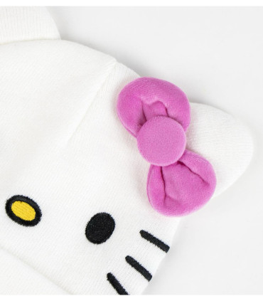 HELLO KITTY CHILDREN'S WINTER HAT WHITE WITH PINK BOW Cerda