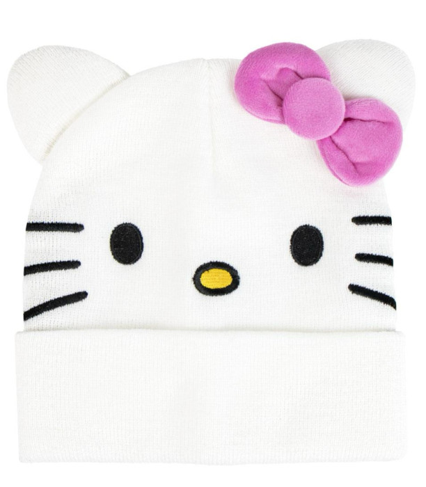 HELLO KITTY CHILDREN'S WINTER HAT WHITE WITH PINK BOW Cerda