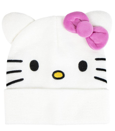 HELLO KITTY CHILDREN'S WINTER HAT WHITE WITH PINK BOW Cerda