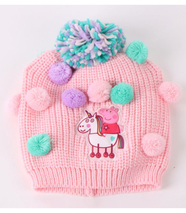 CHILDREN'S HAT WITH POM POMS, SCARF AND GLOVES PEPPA PIG Cerda