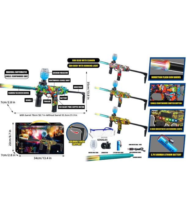 CHILDREN'S MP9 GUN WITH AUTOMATIC FIRING OF WATER GEL BALLS Armtoys