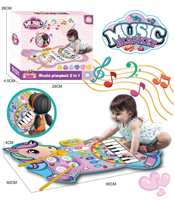 BABY MUSICAL RUG PIANO UNICORN 90*60 Armtoys
