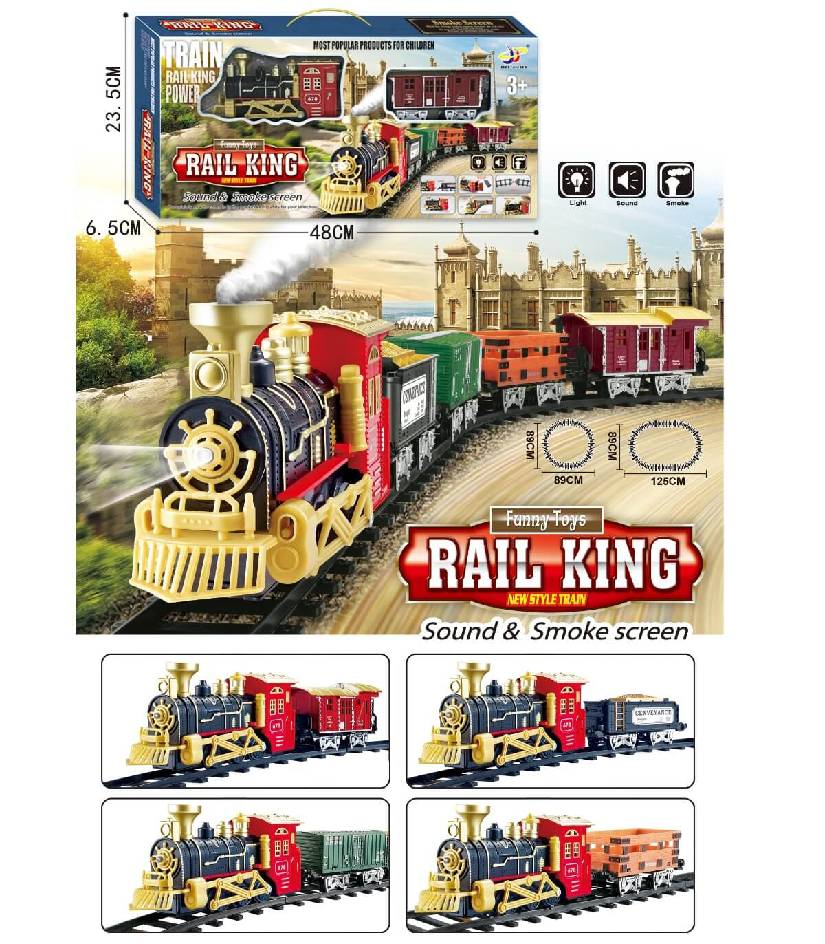 CHILDREN'S MEDIUM SMOKING TRAIN RAIL KING Armtoys