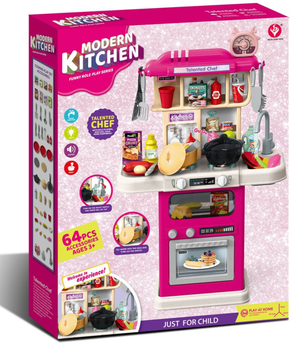 CHILDREN'S LARGE PINK KITCHEN 63 PIECES Armtoys