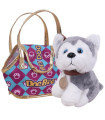 PLUSH HUSKY DOG IN A BAG