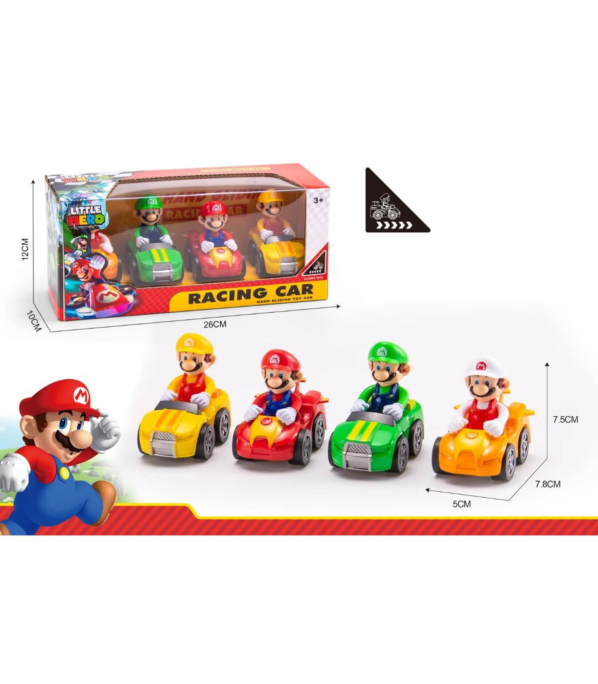 ΠΑΙΔΙΚΑ ΑΥΤΟΚΙΝΗΤΑ 4 ΤΕΜ. SUPER MARIO ΣΕ ΚΟΥΤΙ Armtoys