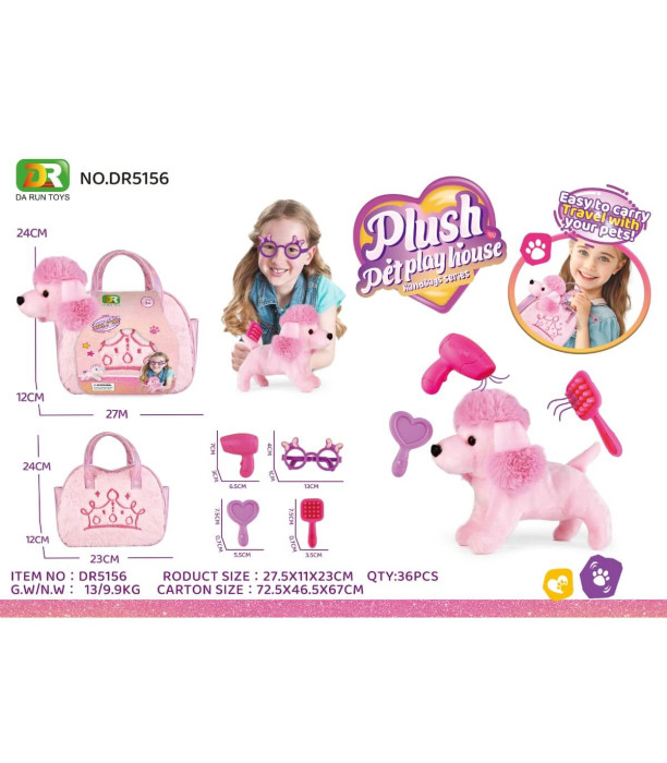 PLUSH PINK POODLE IN A FLUFFY BAG Armtoys