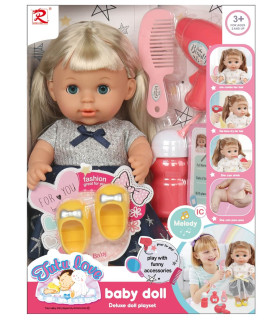 FLASHING DOLL WITH BLINKING EYES AND BLUE DRESS SLIPPERS Armtoys