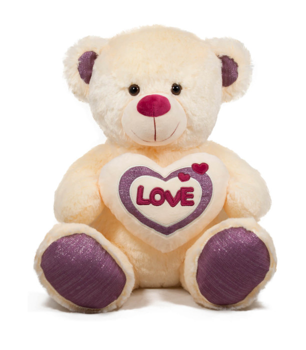 TEDDY BEAR WITH HEART AND PURPLE PAWS 50 CM - Medium