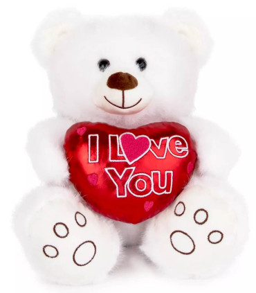 PLUSH BEAR WITH WHITE HEART 24 CM Amek toys