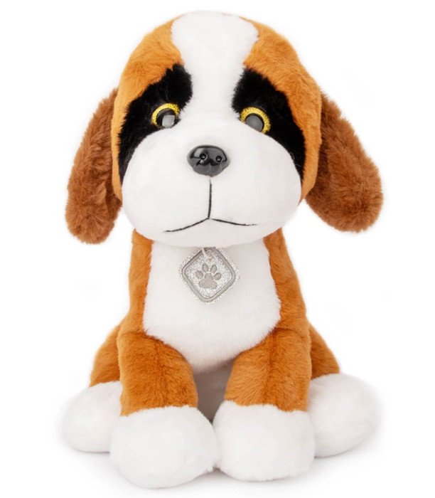 PLUSH DOG WITH MEDALLION 35 CM BLACK/BROWN Amek toys