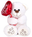 PLUSH BEAR WITH HEART BALLOON 20 CM WHITE/GRAY