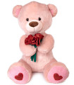 PLUSH TEDDY BEAR WITH ROSES 80 CM ECRU/BEIGE