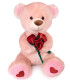 PLUSH TEDDY BEAR WITH ROSES 60 CM BEIGE Amek toys