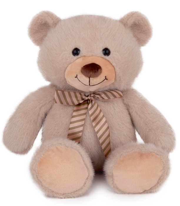 PLUSH TEDDY BEAR WITH BOW 32 CM BEIGE/WHITE Amek toys