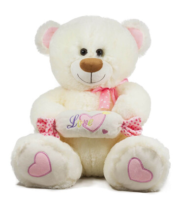 WHITE TEDDY BEAR WITH CANDY 25 CM - Small