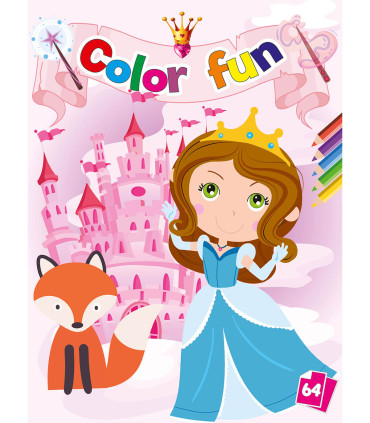 COLORING BOOK PRINCESSES COLOR FUN 64 PAGES 8 TYPES Boek Specials Nederland bv