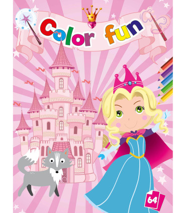 COLORING BOOK PRINCESSES COLOR FUN 64 PAGES 8 TYPES Boek Specials Nederland bv