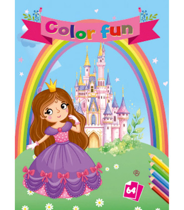 COLORING BOOK PRINCESSES COLOR FUN 64 PAGES 8 TYPES Boek Specials Nederland bv