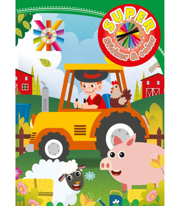 COLORING BOOK SUPER STICKER & COLOR 32 PAGES 6 TYPES Boek Specials Nederland bv