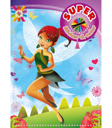 COLORING BOOK SUPER STICKER & COLOR 32 PAGES 6 TYPES Boek Specials Nederland bv