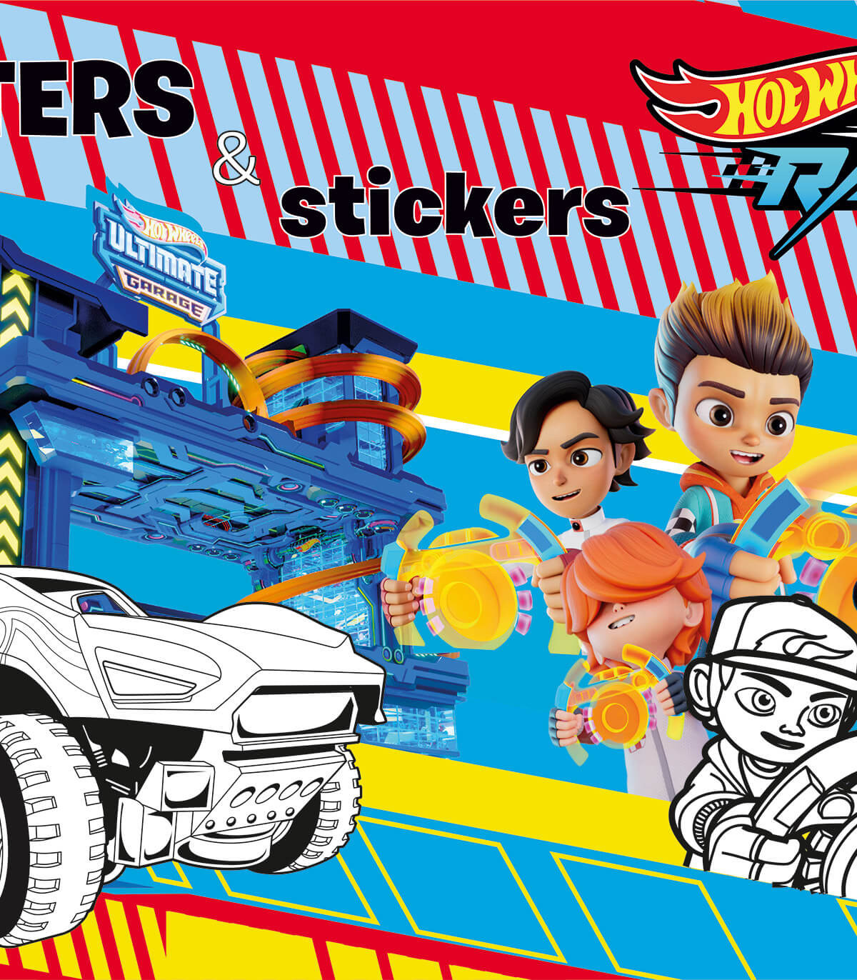 Άλμπουμ βιβλίο ζωγραφικής + αυτοκόλλητα HOT WHEELS 32 σελίδες 2 σχέδια Boek Specials Nederland bv