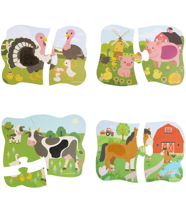 CHILDREN'S PUZZLE 4 IN 1 WITH LARGE PIECES + COLORING BOOK 4 TYPES Europrice