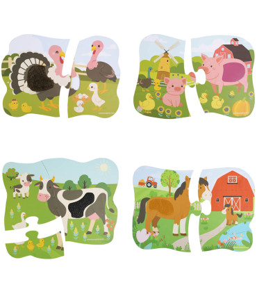 CHILDREN'S PUZZLE 4 IN 1 WITH LARGE PIECES + COLORING BOOK 4 TYPES Europrice