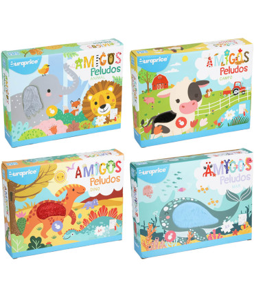 CHILDREN'S PUZZLE 4 IN 1 WITH LARGE PIECES + COLORING BOOK 4 TYPES Europrice