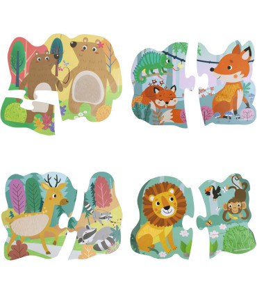 CHILDREN'S PUZZLE 4 IN 1 WITH LARGE PIECES + COLORING BOOK 4 TYPES Europrice