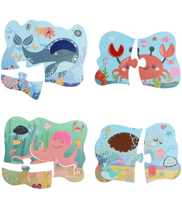 CHILDREN'S PUZZLE 4 IN 1 WITH LARGE PIECES + COLORING BOOK 4 TYPES Europrice
