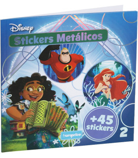 DISNEY COLORING BOOK 24 PAGES + 45 METALLIC STICKERS 3 TYPES Europrice