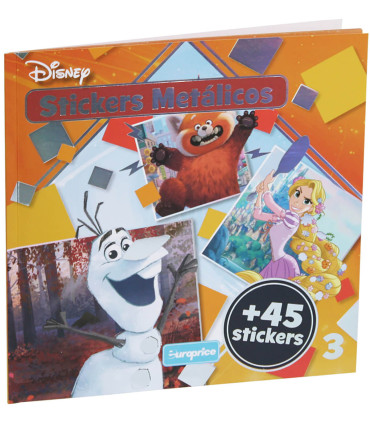 DISNEY COLORING BOOK 24 PAGES + 45 METALLIC STICKERS 3 TYPES Europrice