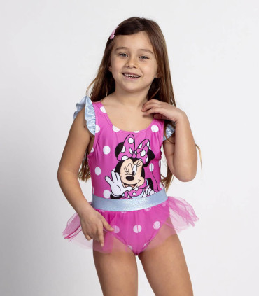 CHILDREN'S ONE-PIECE MINNIE SWIMSUIT WITH POLKA DOTS AND TULLE 3-7 YEARS. Cerda