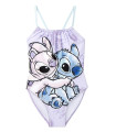 KIDS' ONE-PIECE SWIMSUIT STITCH BLUE 5-12 YEARS.