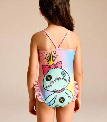 KIDS' ONE-PIECE SWIMSUIT STITCH PINK 5-12 YEARS. Cerda