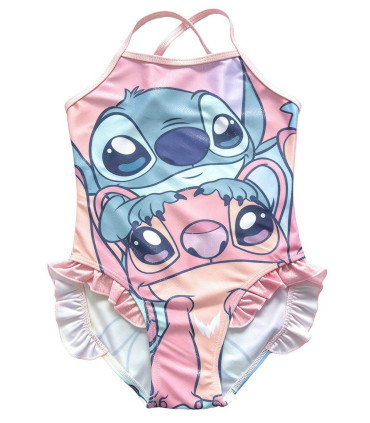 KIDS' ONE-PIECE SWIMSUIT STITCH PINK 5-12 YEARS. Cerda