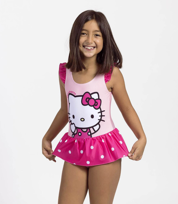 GIRLS' ONE-PIECE SWIMSUIT WITH SKIRT HELLO KITTY 3-7 YEARS Cerda