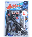 POLICE KIT WITH AUTOMATIC MACHINE AND PISTON ON CARDBOARD