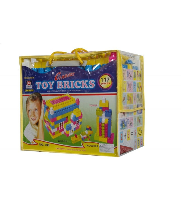 CIMBARI TOY BRICKS SET 117 PIECES - BUILDING BLOCKS, SORTERS AND RINGS