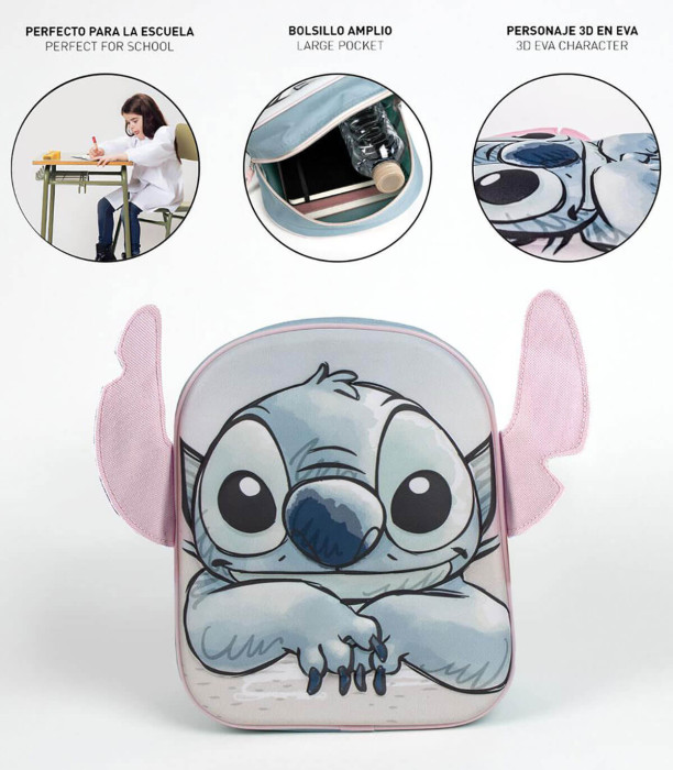 CHILDREN'S 3D STITCH BACKPACK WITH EARS 31X30 CM Cerda