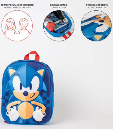 CHILDREN'S 3D SONIC BACKPACK 32X26 CM Cerda