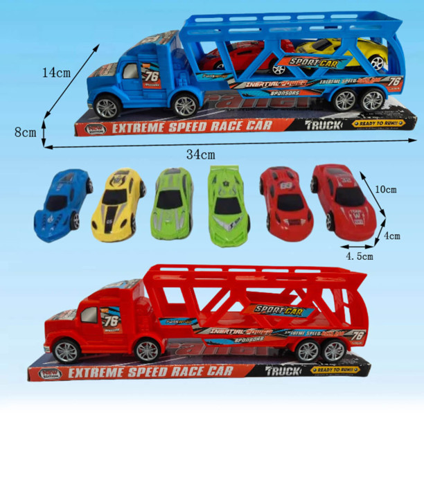 CHILDREN'S CAR CARRIER WITH 2 SPORTS CARS IN BLISTER PACK Armtoys