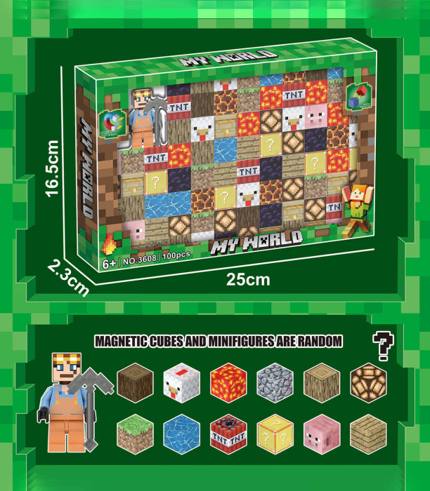 CHILDREN'S MAGNETIC MINECRAFT CUBES 100 PIECES Armtoys