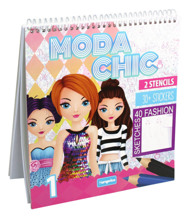 COLORING NOTEBOOK MODA CHICH 30 PAGES + 30 STICKERS Europrice