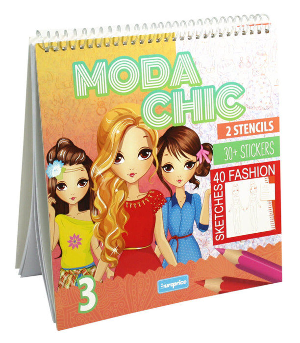 COLORING NOTEBOOK MODA CHICH 30 PAGES + 30 STICKERS Europrice