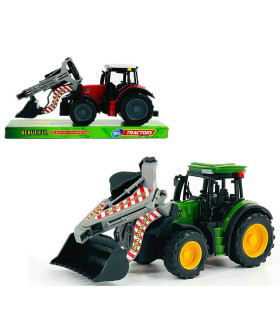 CHILDREN'S TRACTOR WITH BUCKET AND RAKE IN BLISTER 28 CM 