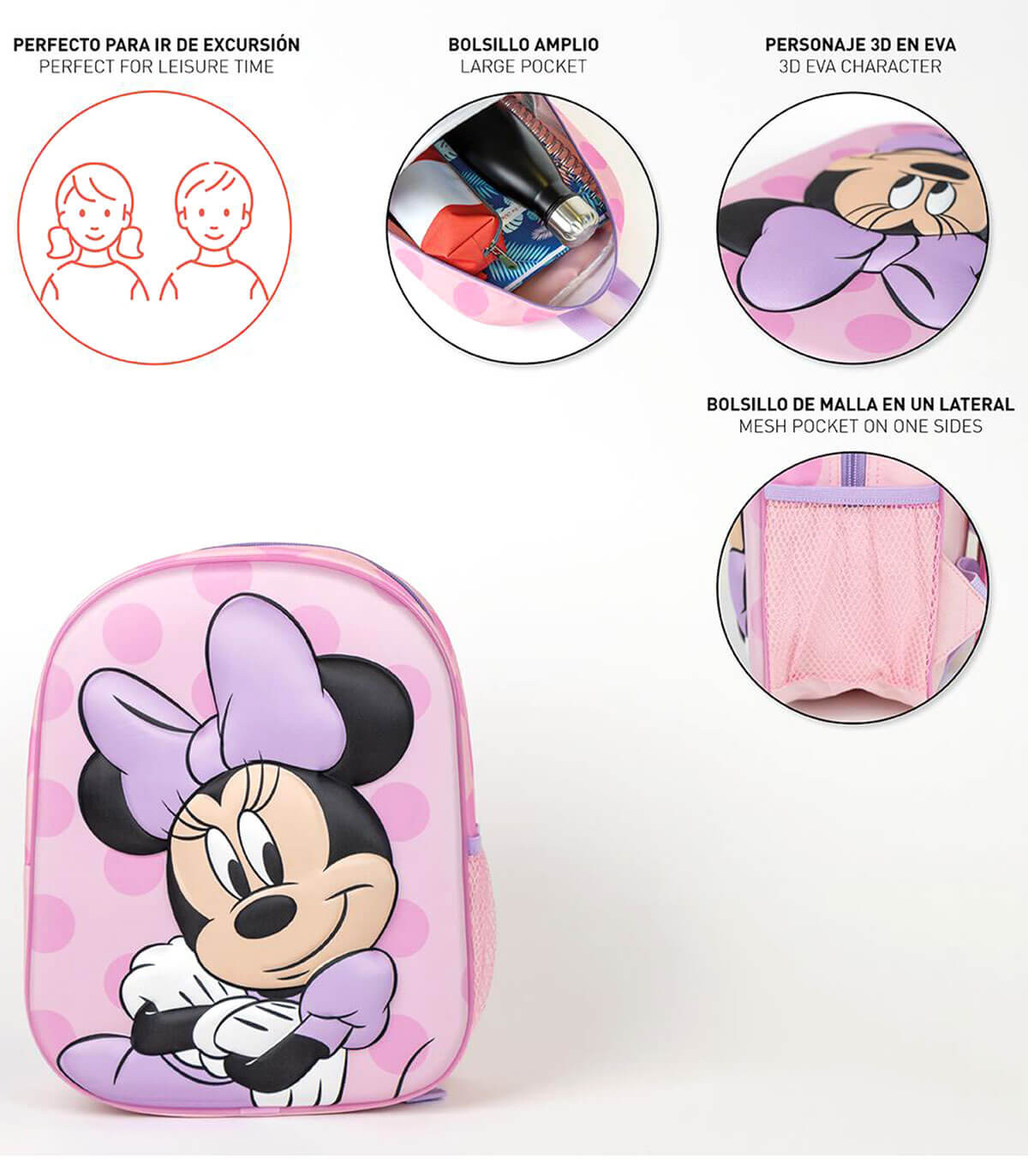 Παιδικό σακίδιο 3D 31 εκ. μοβ Minnie Cerda