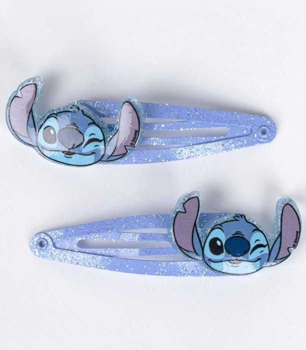 SCRUNCHIE ELASTICS WITH 2 HAIR CLIPS AND STITCH NECKLACE